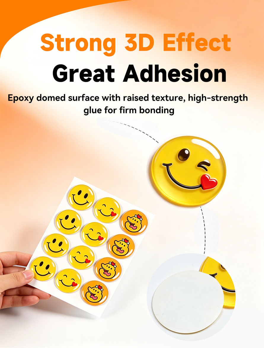 High-quality resin domed badges for product branding