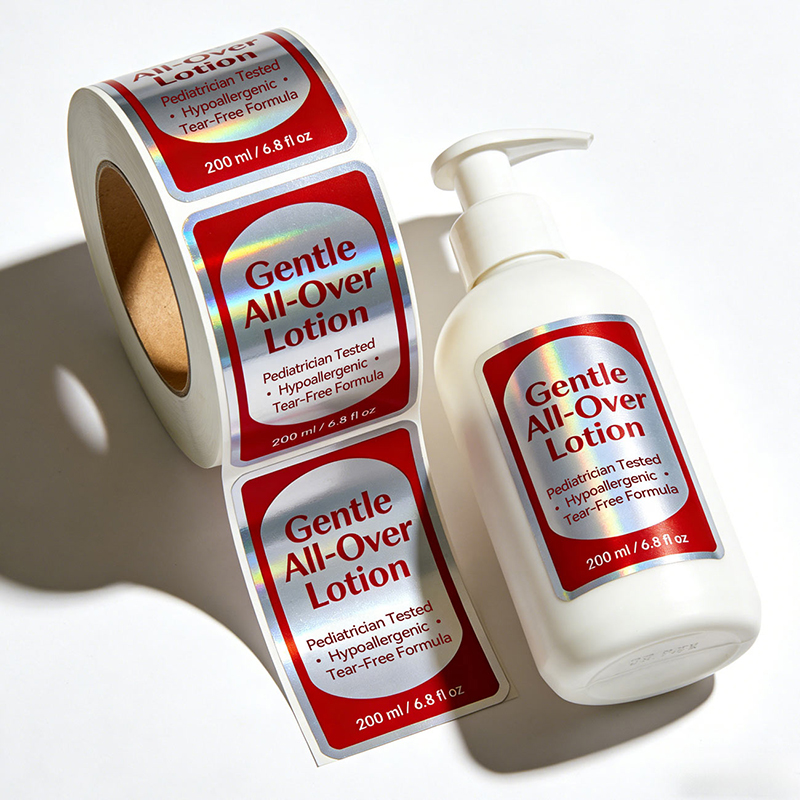 Silver BOPP Skincare Lotion Bottle Label Stickers Supplier