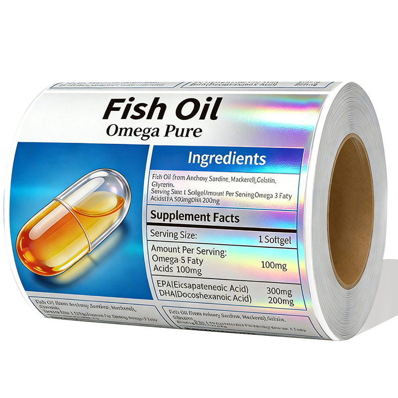 Custom Hologram Vitamin & DHA Supplement Packaging Labels