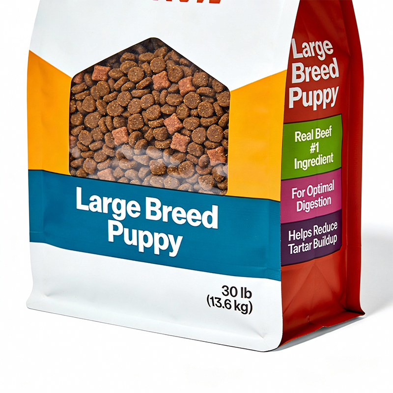 Flat Bottom Pet Food Packaging Pouches with Custom Printing