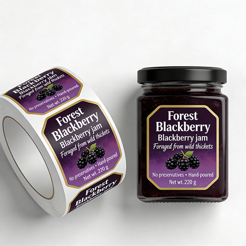 Bright Silver BOPP Jam Jar Labels Wholesale