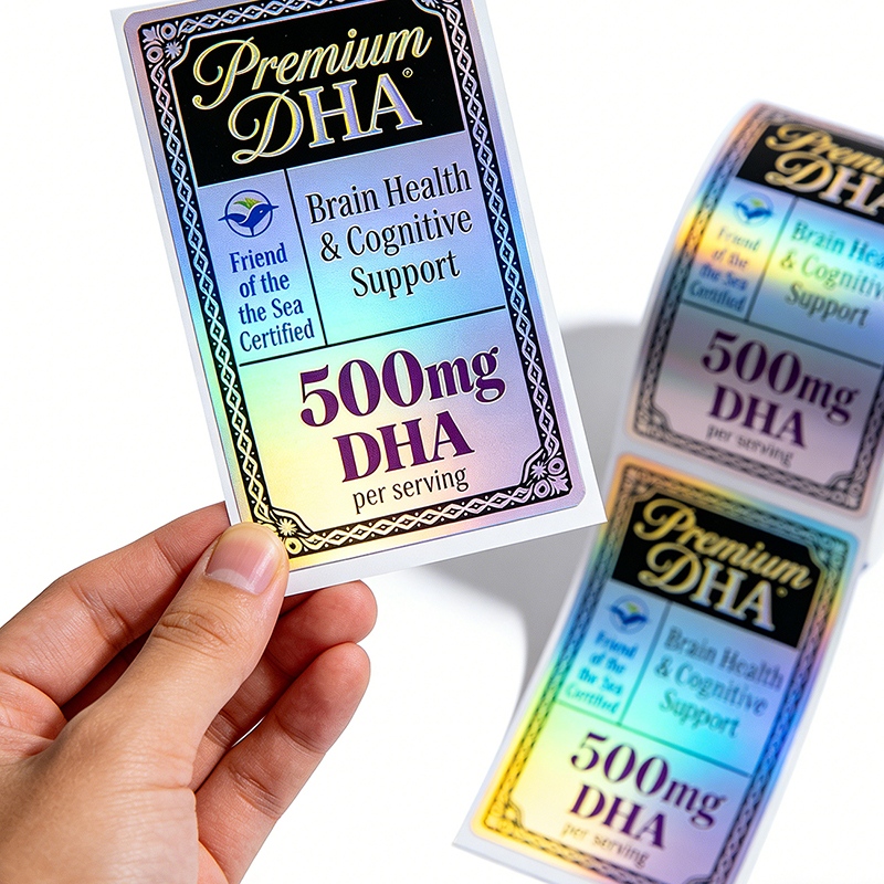 Custom Hologram Vitamin & DHA Supplement Packaging Labels