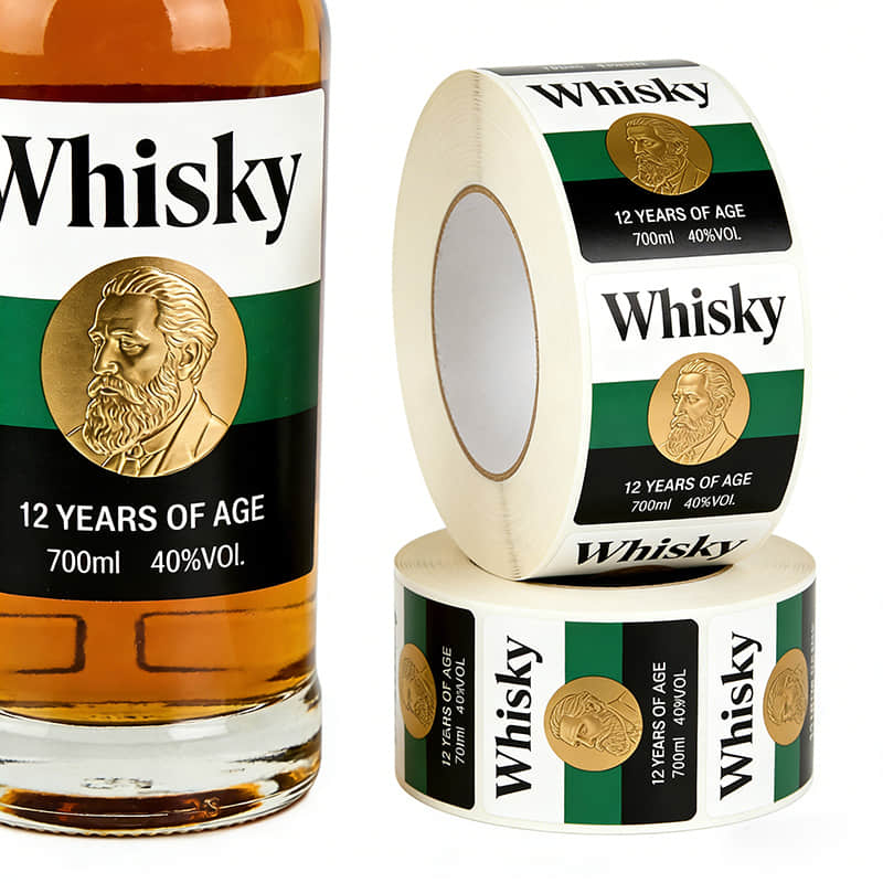 Whiskey Bottle Labels with Embossing Effect Wholesale