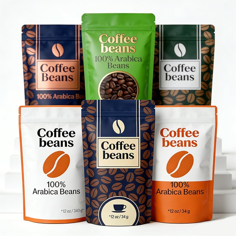 Custom Coffee Stand-Up Pouches with One-Way Degassing Valve