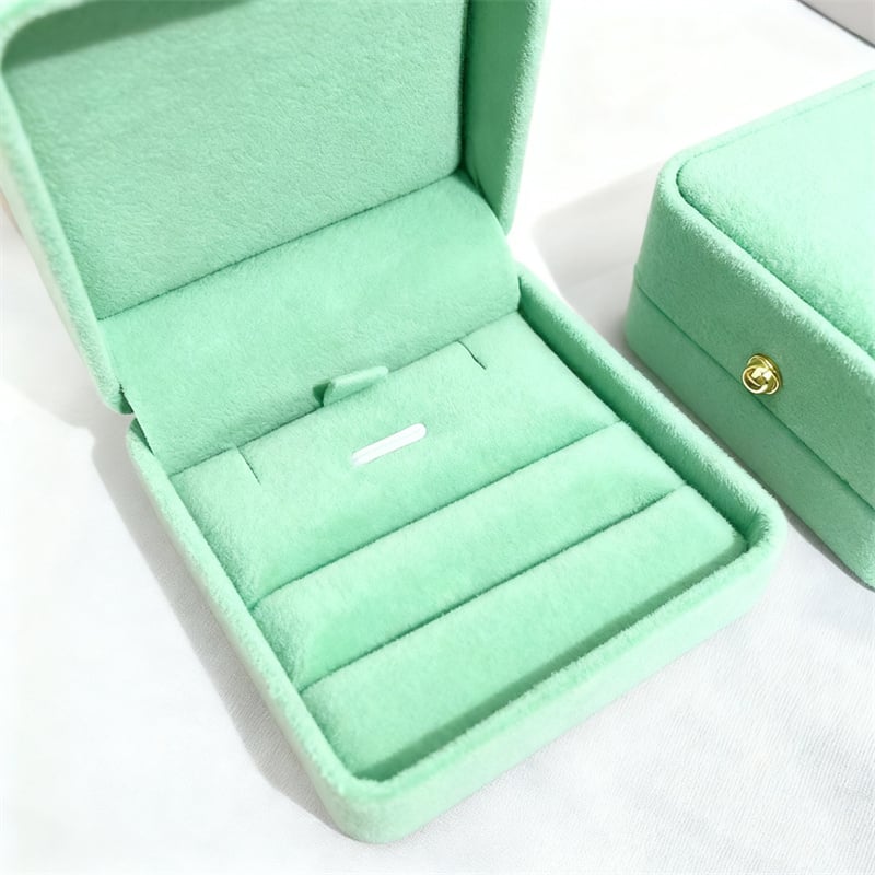 Custom jewelry box with logo printed or embossed on velvet rigid box for brand identity and premium packaging