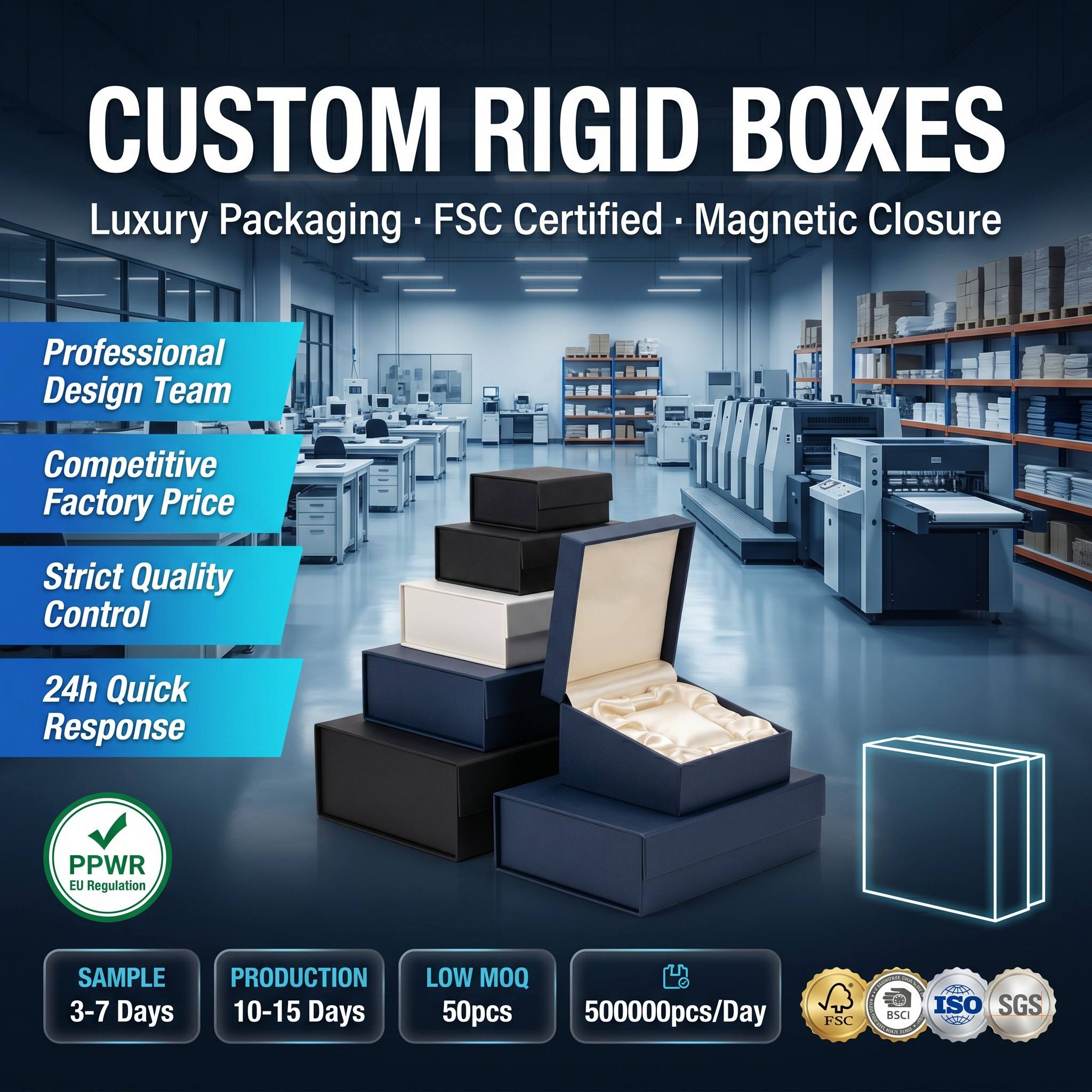 Foldable box packaging magnetic box rigid luxury closure with handle for hat box magnetic lid
