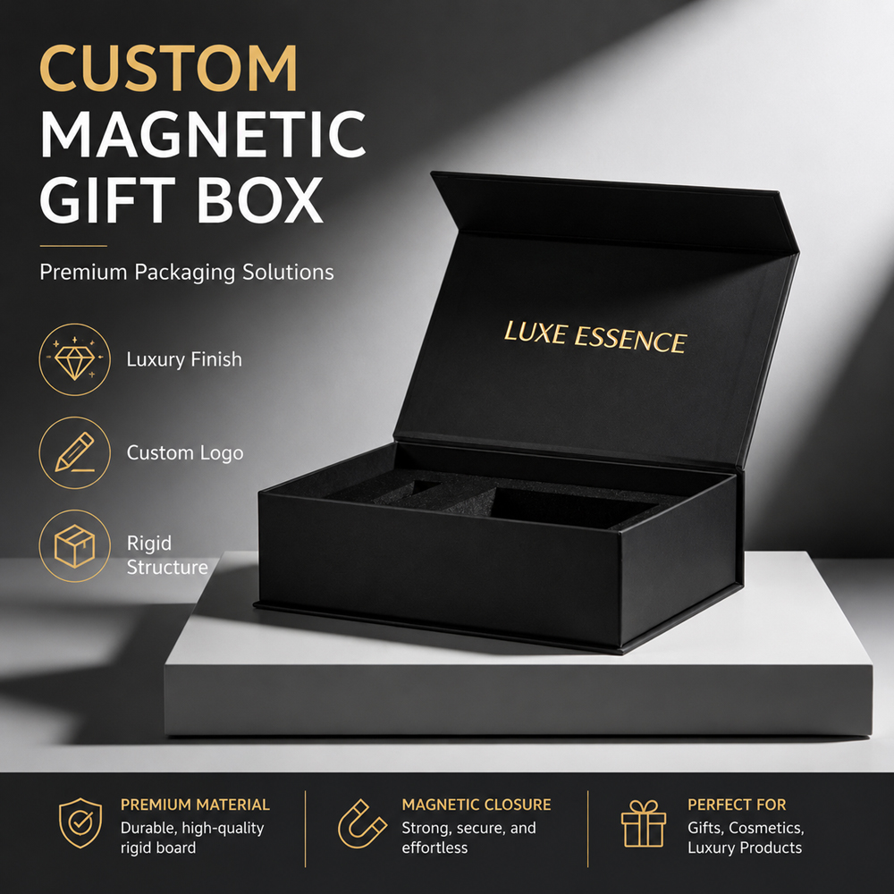 Magnetic Box with Magnetic Lid and Ribbon caixa de papel karton box large magnetic folding gift box PPWR FCS
