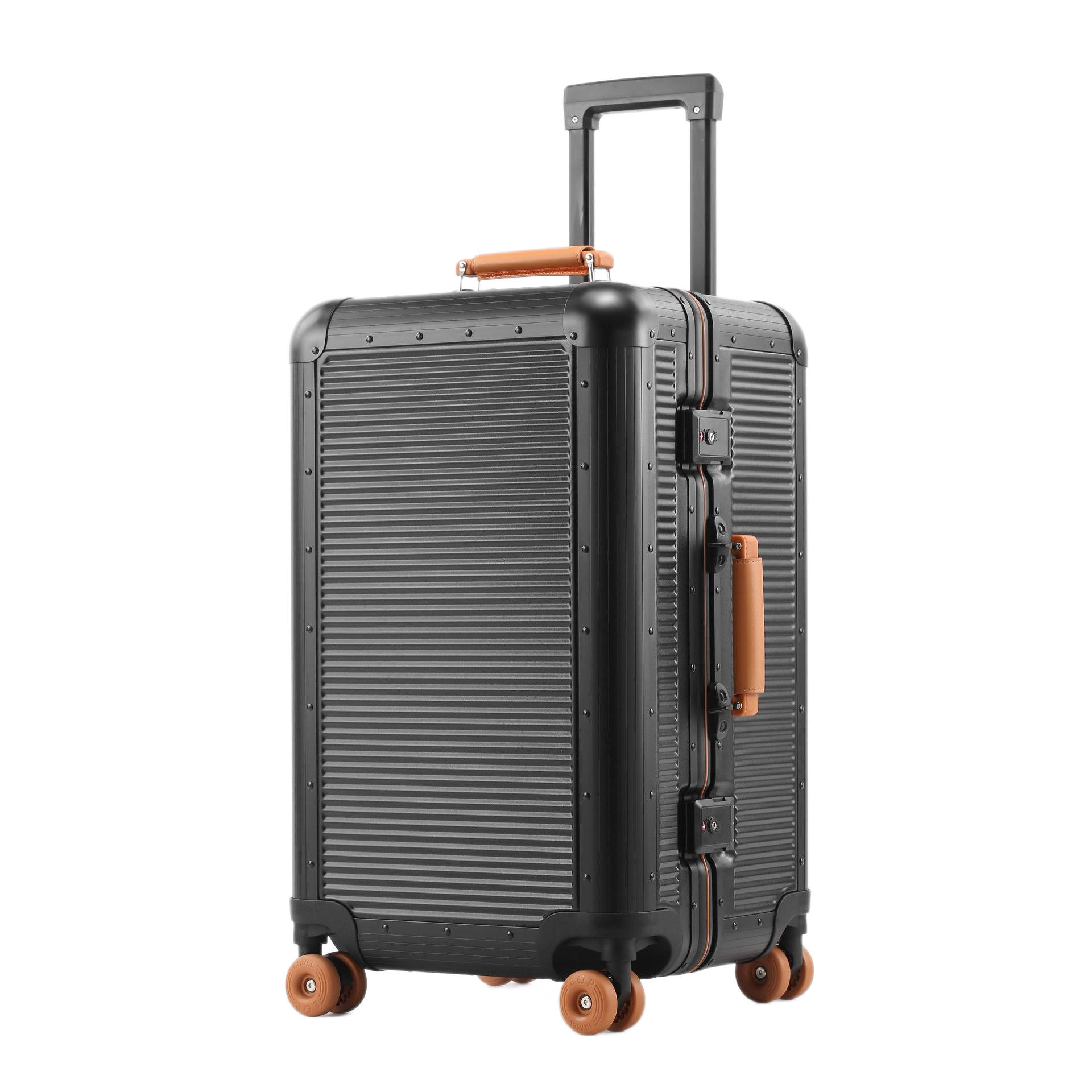 PC na Aluminum na Frame na Kaban na may Spinner na Trolley, 28 Pulgada na Luggage na Anti-drop na Travel Case na may TSA Lock at Leather na Handle