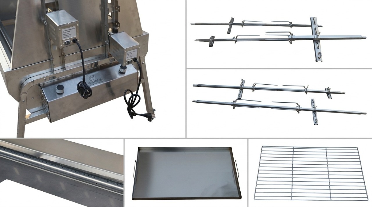 Double Lid Stainless Steel Spartan Spit Roaster with Two Motors supplier
