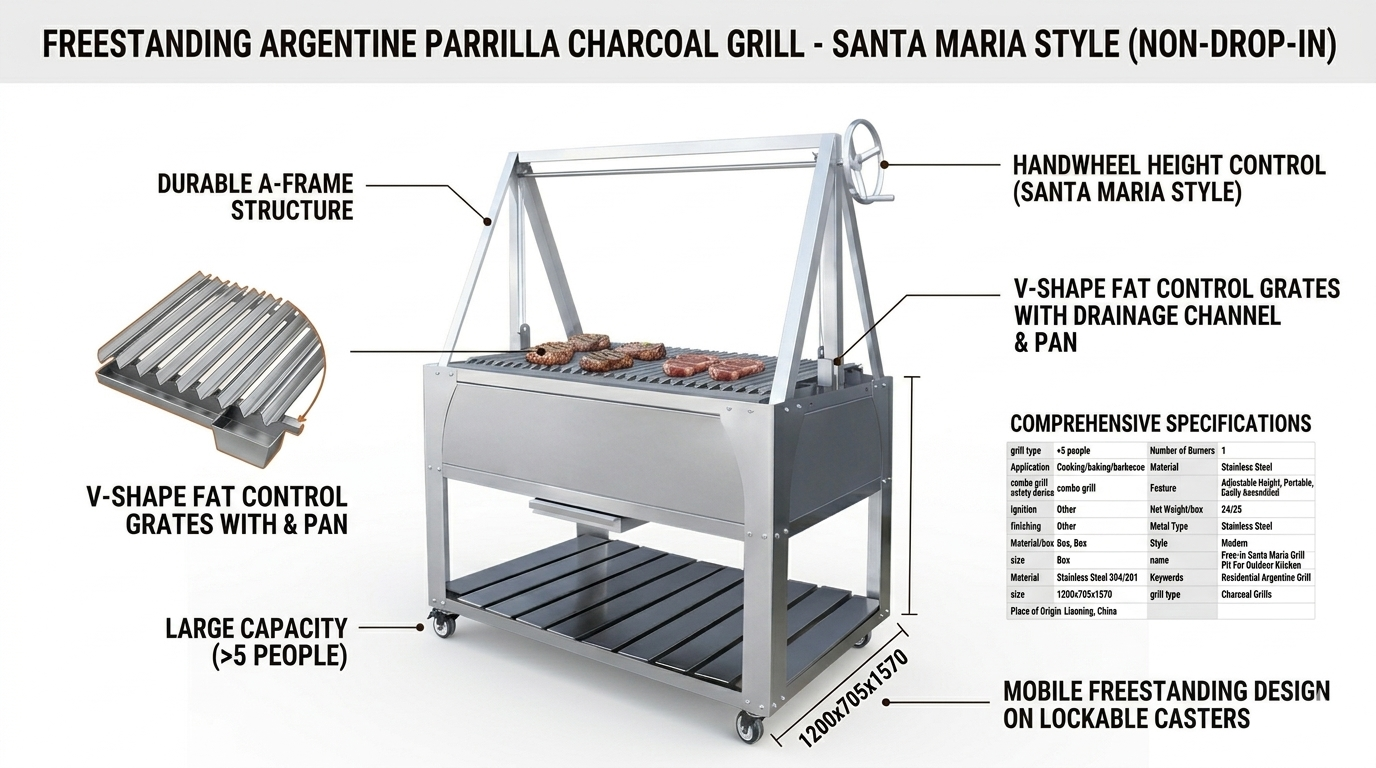 Santa Maria Grill Stainless Steel Rotisserie Skewer Charcoal BBQ supplier