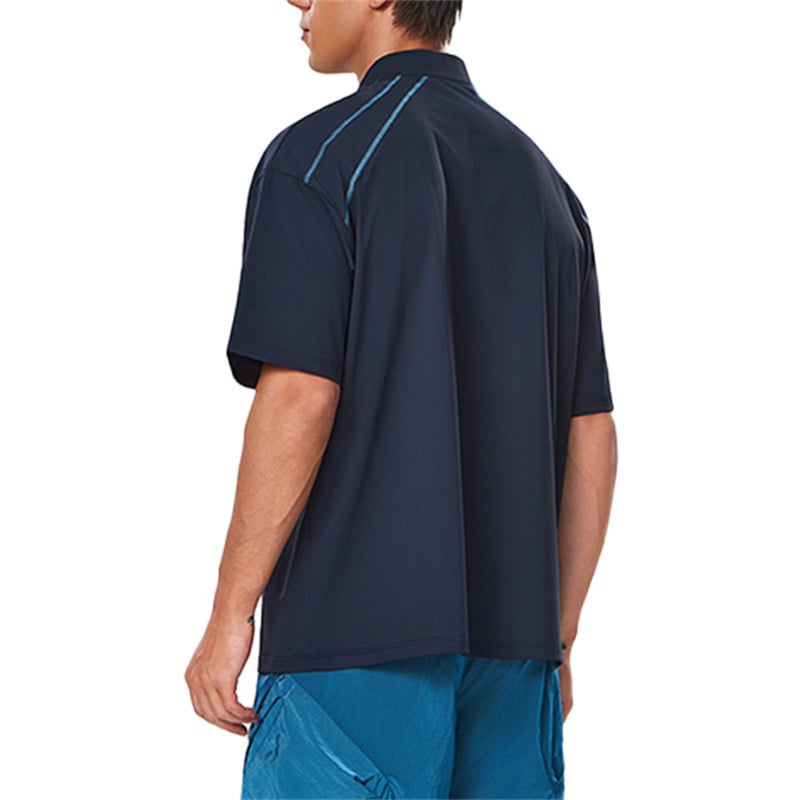 Men's Quick-Dry Half-Zip Performance T-Shirt, Breathable Stretch Golf Polo, Wholesale Outdoor Sportswear Short Sleeve Top