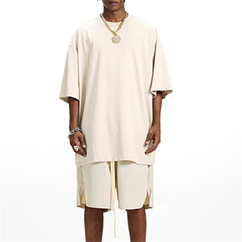 Men's American Vintage Solid Color Heavyweight Short Sleeve Tee - High-Street Vibe Streetwear, Oversized Relaxed Fit
