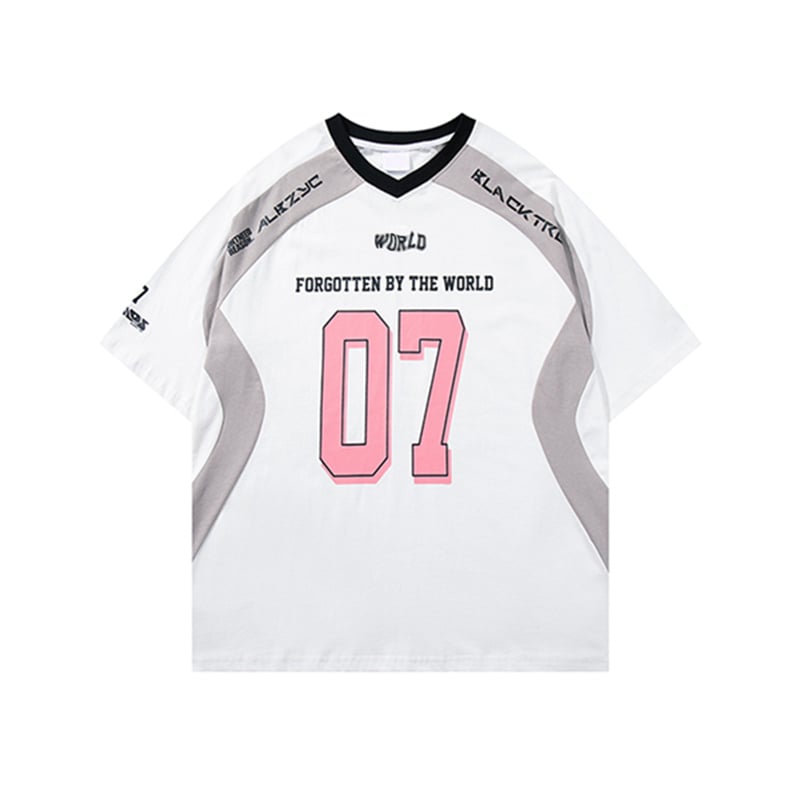 Men Women American Streetwear Color Block Patchwork Short Sleeve T-Shirt, Loose Casual Summer Couple Tops