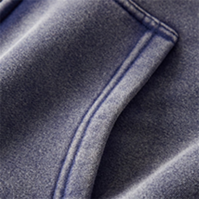 Vintage Acid Wash Blue Zip Up Hoodie Oversized Heavyweight Fleece Blank Streetwear Hooded Jacket Custom Logo Wholesale
