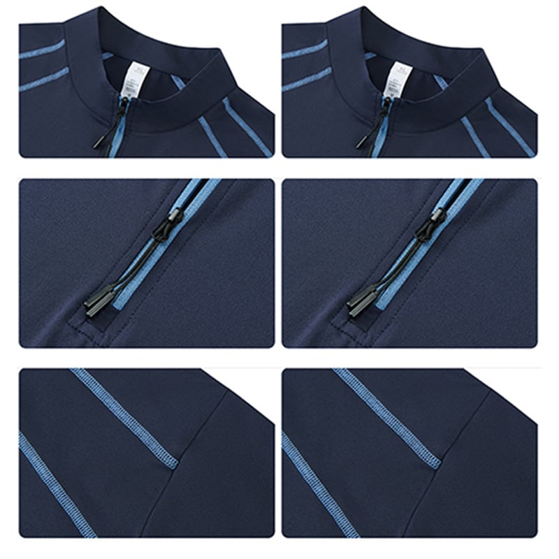 Men's Quick-Dry Half-Zip Performance T-Shirt, Breathable Stretch Golf Polo, Wholesale Outdoor Sportswear Short Sleeve Top
