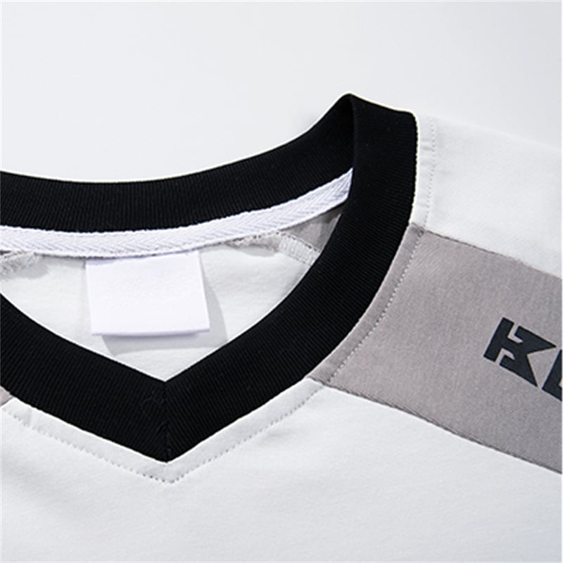 Men Women American Streetwear Color Block Patchwork Short Sleeve T-Shirt, Loose Casual Summer Couple Tops