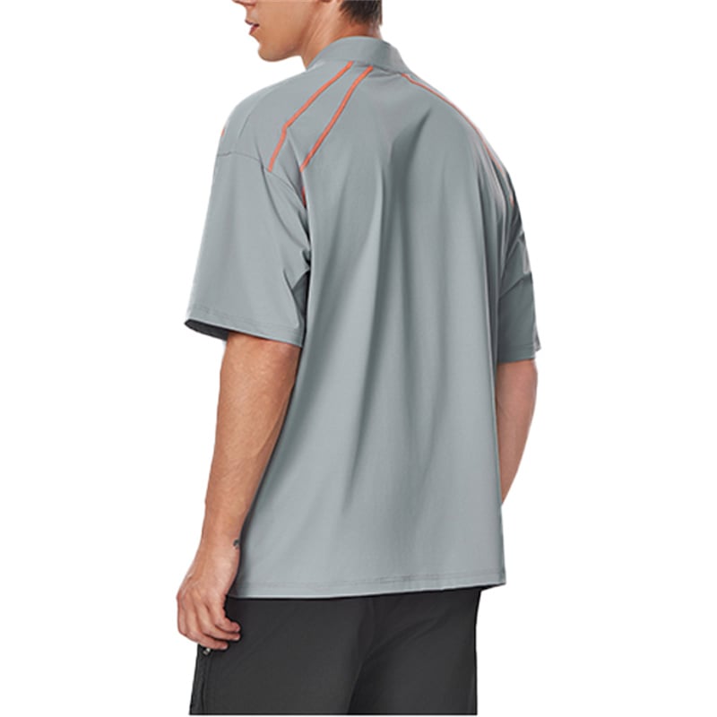 Men's Quick-Dry Half-Zip Performance T-Shirt, Breathable Stretch Golf Polo, Wholesale Outdoor Sportswear Short Sleeve Top