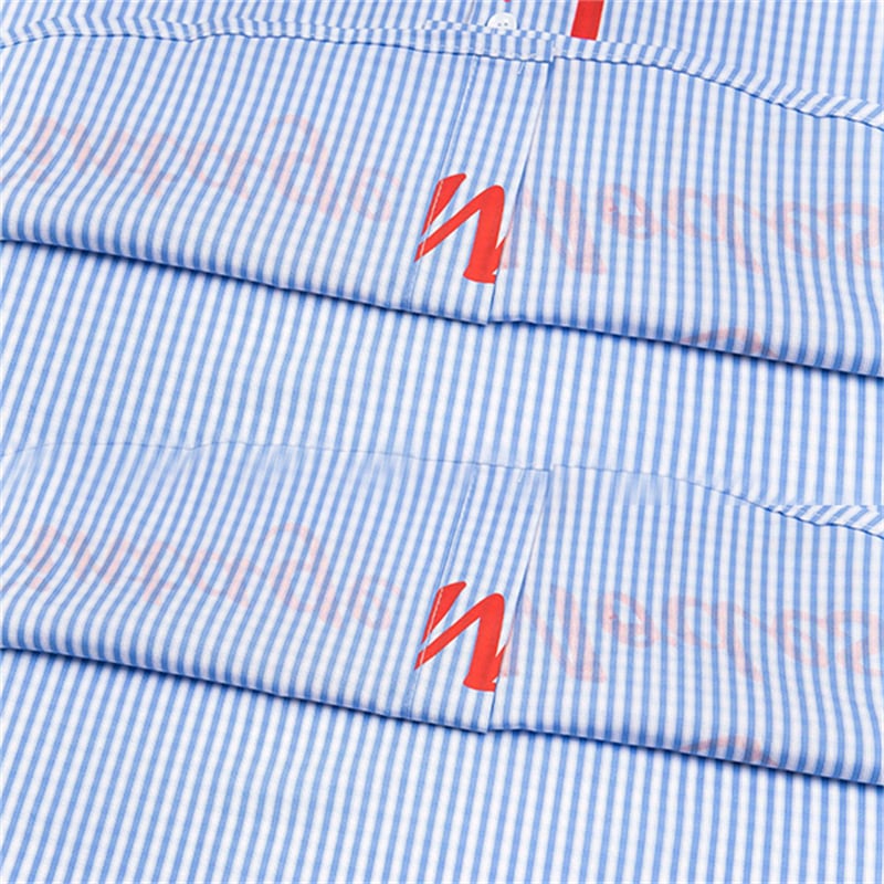 Custom Mens Blue White Vertical Stripe Shirt Cute Dog Line Graphic Printing Oversized Casual Shirt OEM Private Label Manufacturer