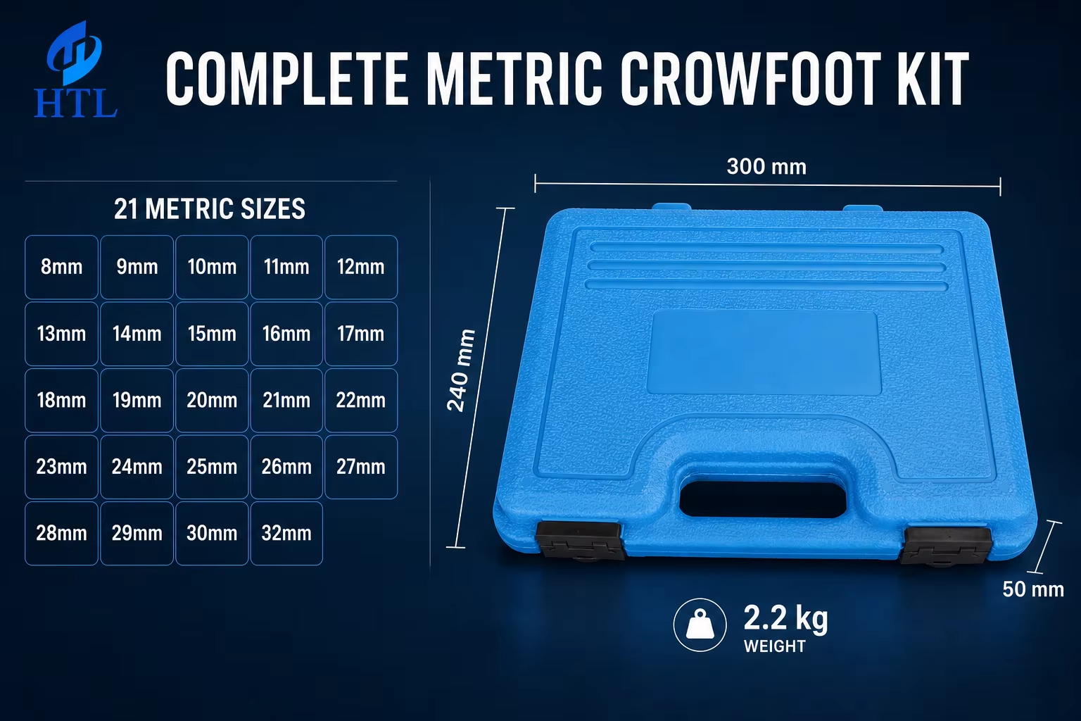 21 Piece Metric Crowfoot Wrench Set 1/2 Inches and 3/8 Inches Drive Sizes 8mm-32mm Cr-Mo Flare Nut factory