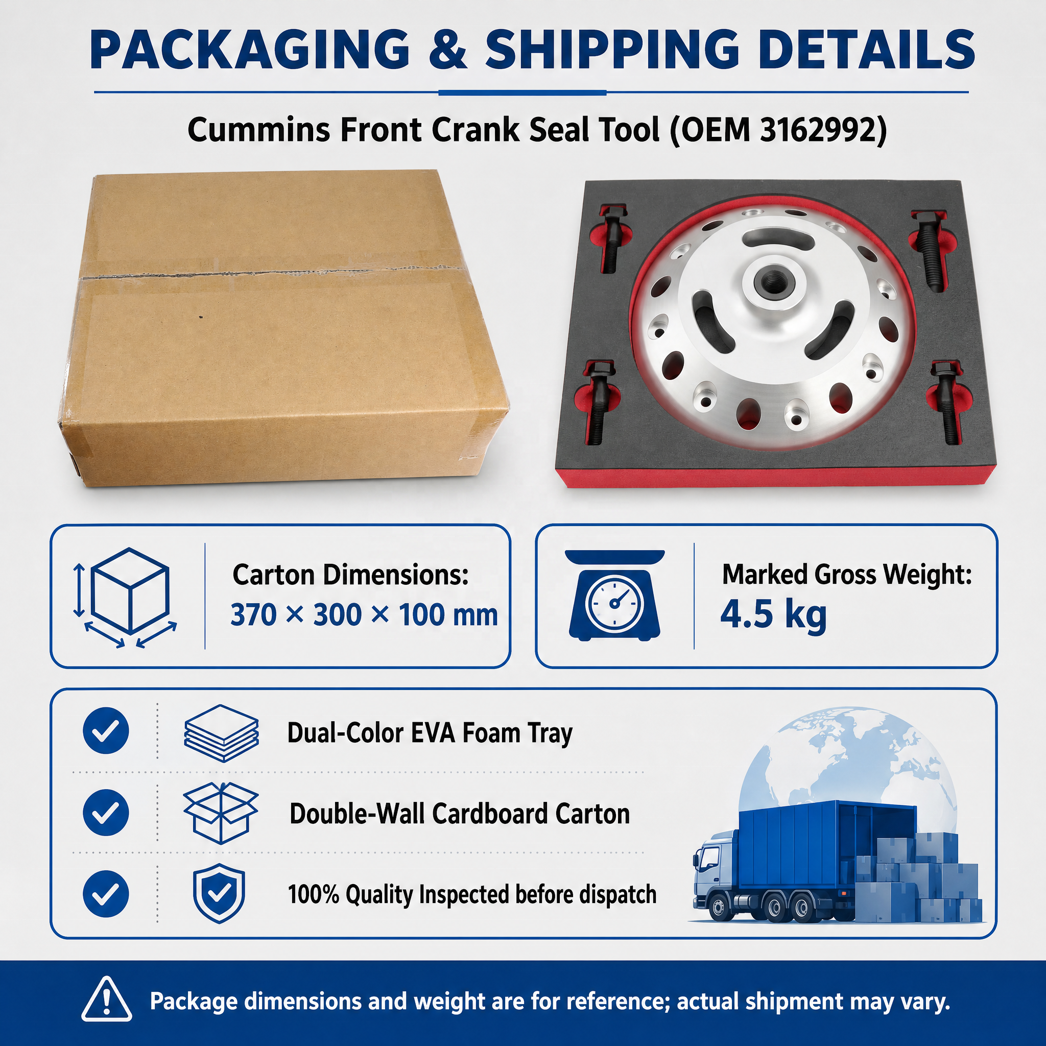 For ISX QSX Front Crankshaft Seal Remover & Installer Tool for Cummins Signature ISX QSX Diesel Truck Engine Replace OEM 3162992