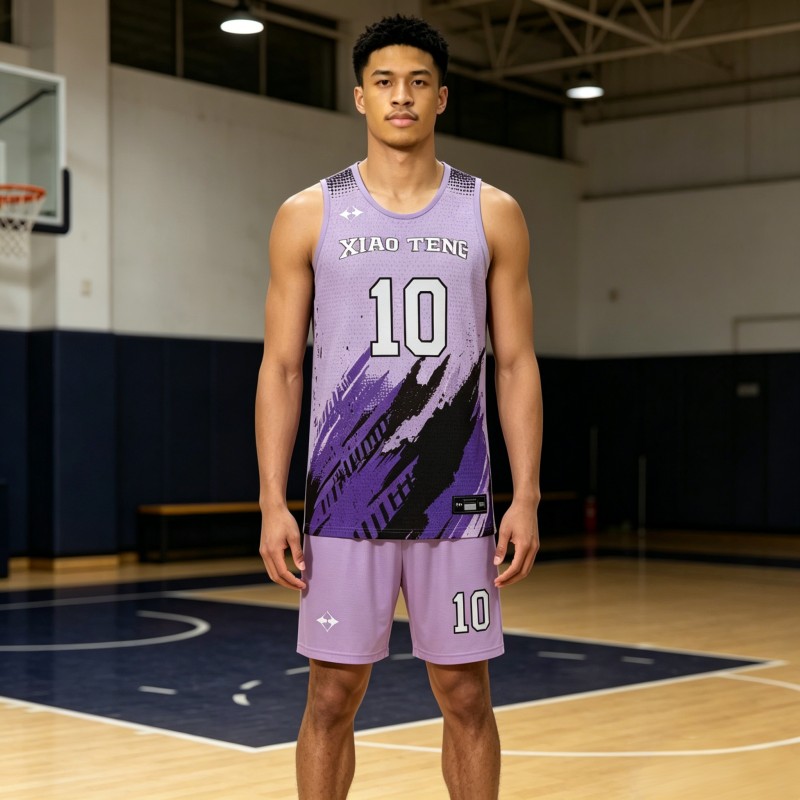 Sleek Modern-Cut Custom Basketball Kits  100% Performance Polyester