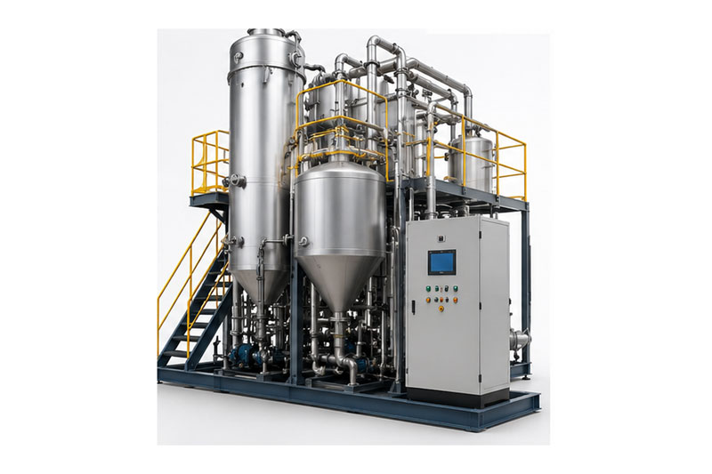 Industrial evaporation unit with compressor