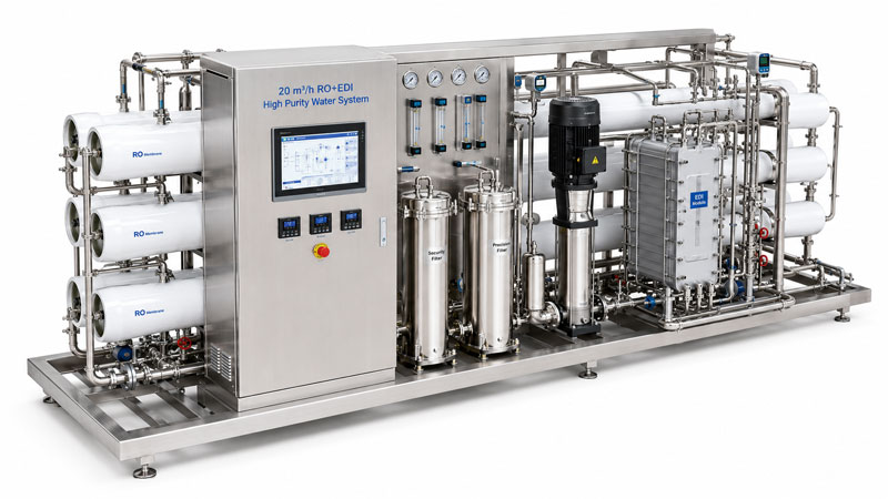 High purity water system module layout