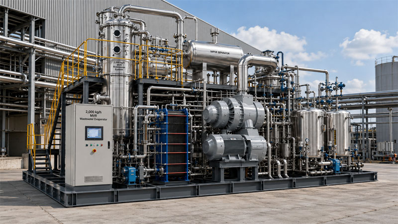 évaporateur d’eaux usées MVR de 2 000 kg/h
