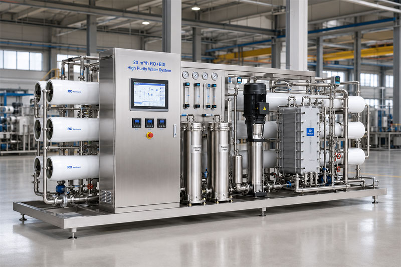 sistem Air Bertingkat Tinggi RO + EDI 20 m³/jam