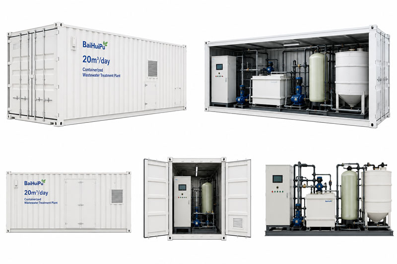 Compact containerized treatment plant