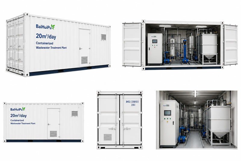 Modular wastewater system in container