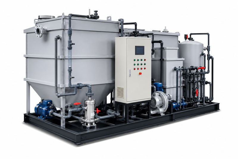 Compact treatment unit for industrial wastewater