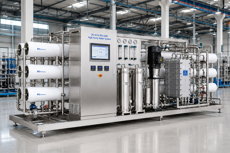 sistem Air Bertingkat Tinggi RO + EDI 20 m³/jam