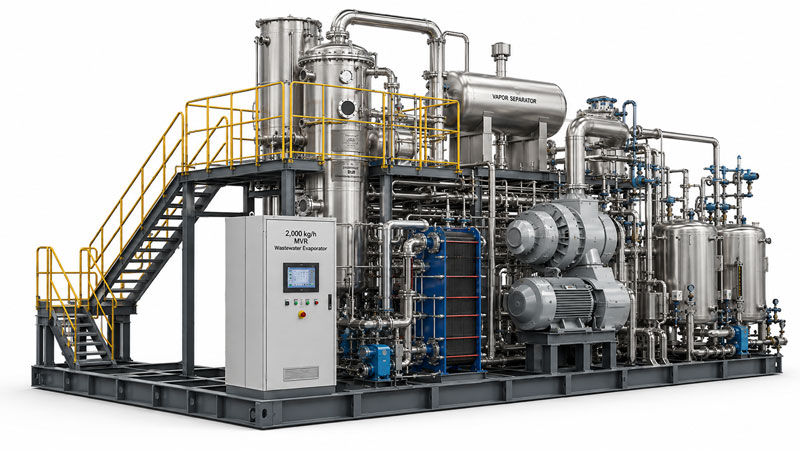 Evaporator process piping detail