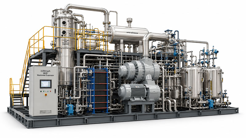 Continuous MVR wastewater system