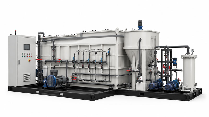 Compact industrial wastewater treatment unit