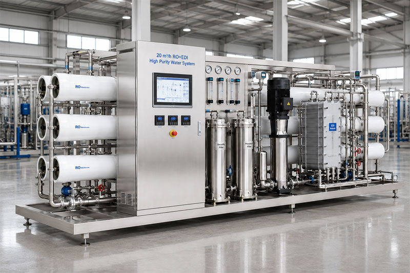 sistem Air Bertingkat Tinggi RO + EDI 20 m³/jam