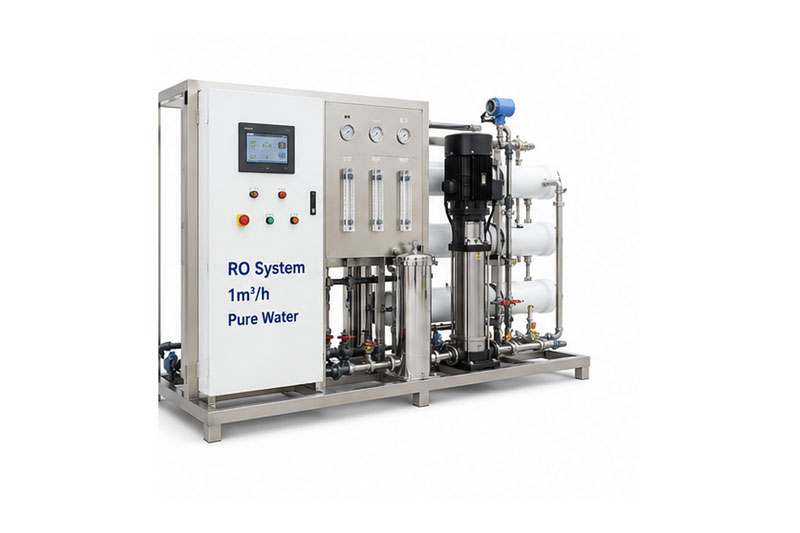 Compact industrial RO system on skid frame