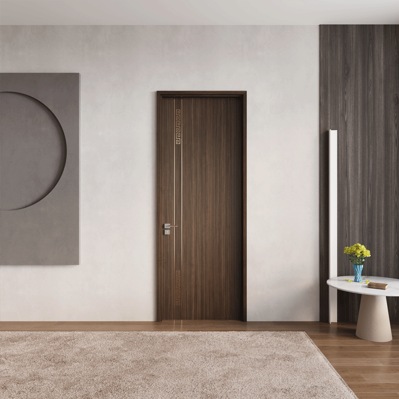 WPC Door Scratch-Resistant with Aluminum Stripe for Office