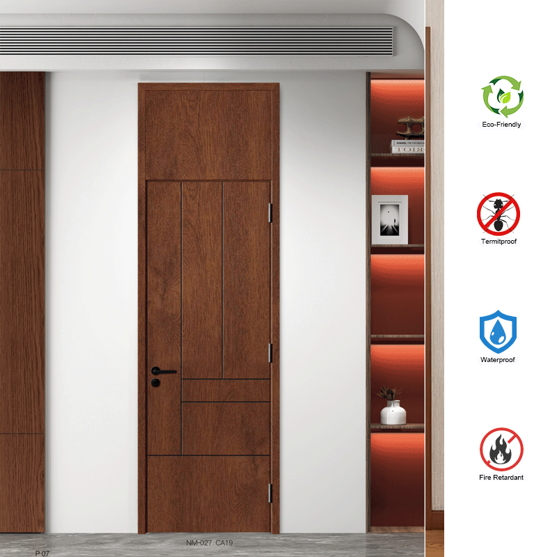 Wood-Plastic Door Soundproof with Lintel for Bedroom