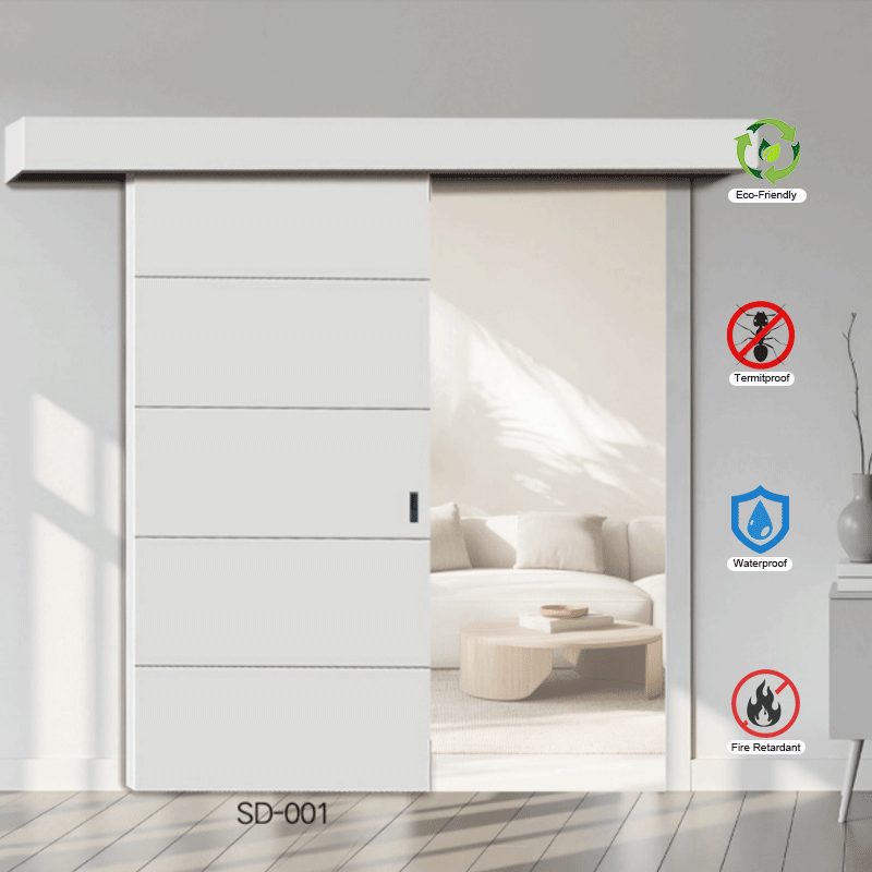 Wood-Plastic Sliding Door Fire-Rated for Kitchen