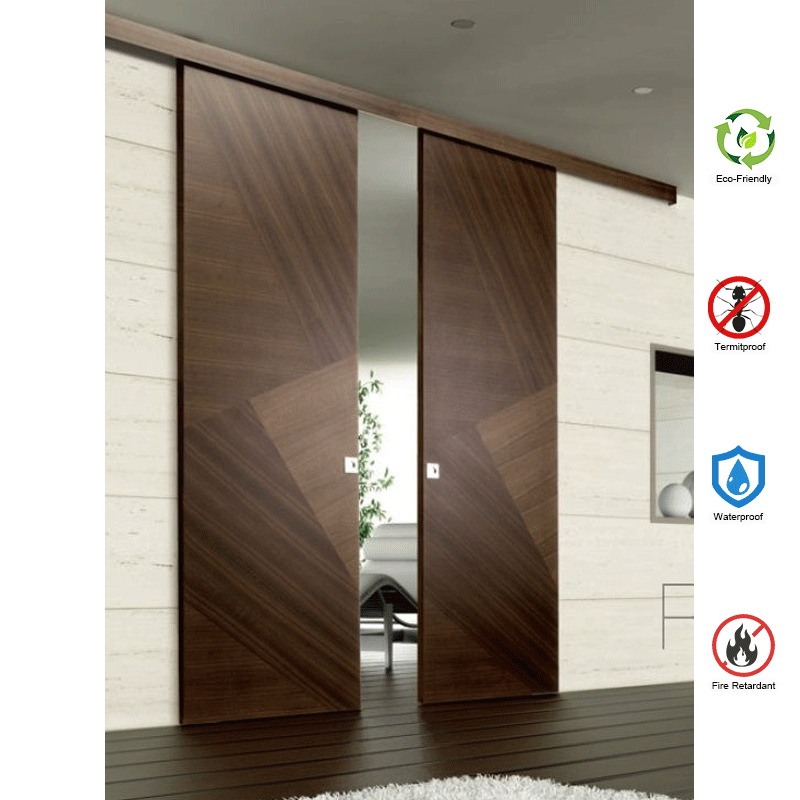 Wood-Plastic Sliding Door Fire-Rated for Kitchen