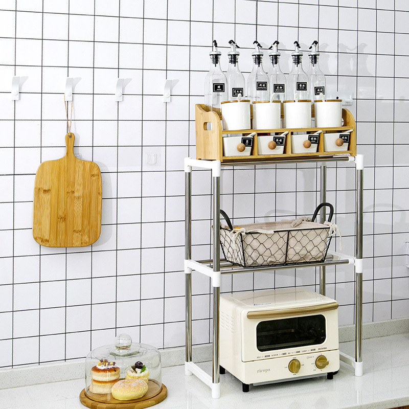 Stainless Steel Adjustable Double Layer Foldable Kitchen Storage Shelf