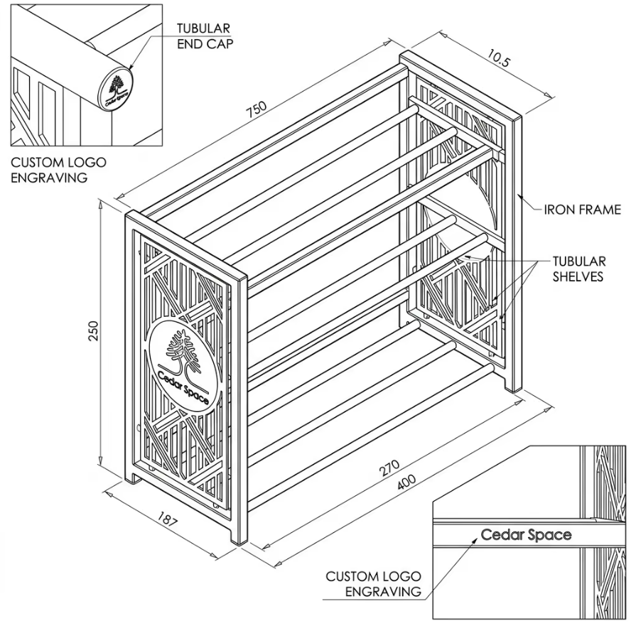 Minimalist Metal Shoe Rack Custom Line Drawing