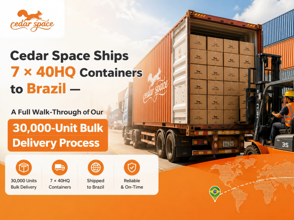 Cedar Space Ships 7 × 40HQ Containers to Brazil — A Full Walk-Through of Our 30,000-Unit Bulk Delivery Process