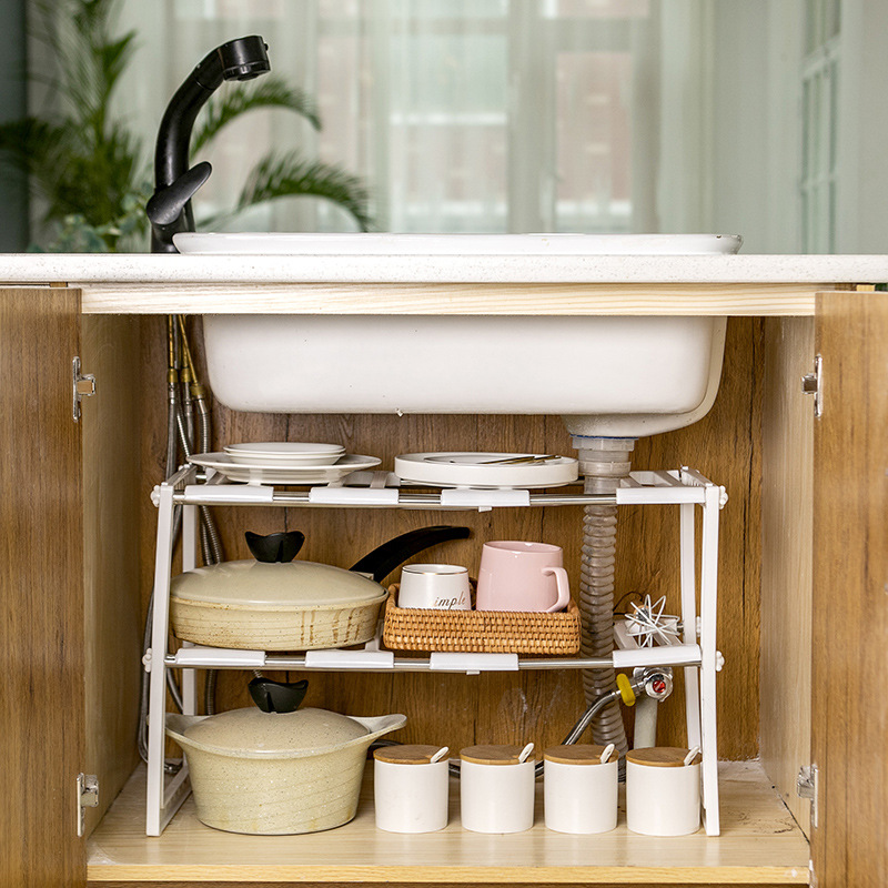 2-Tier Retractable Stainless Steel Kitchen Shelf