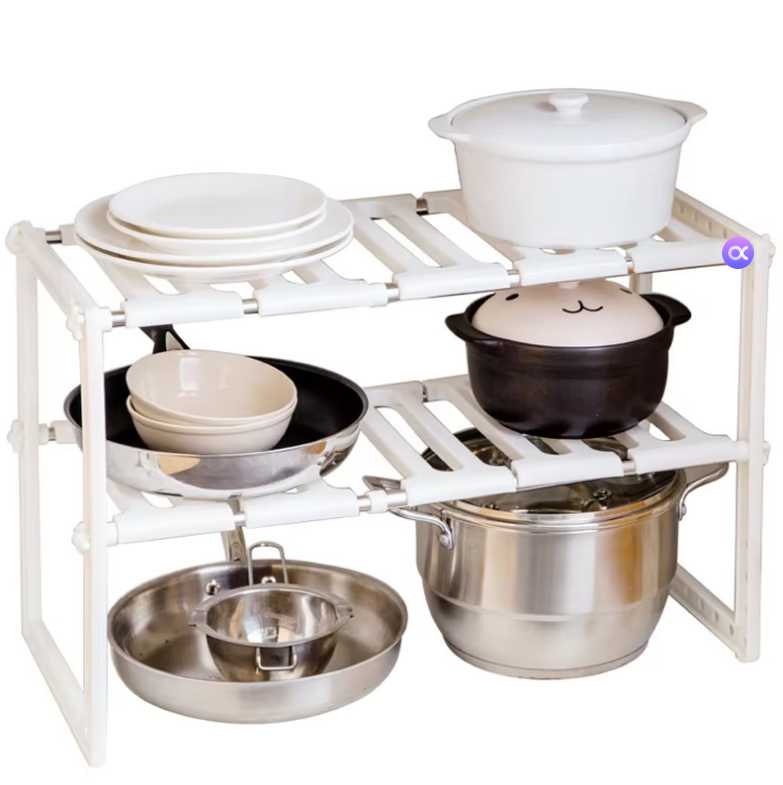 2-Tier Retractable Stainless Steel Kitchen Shelf