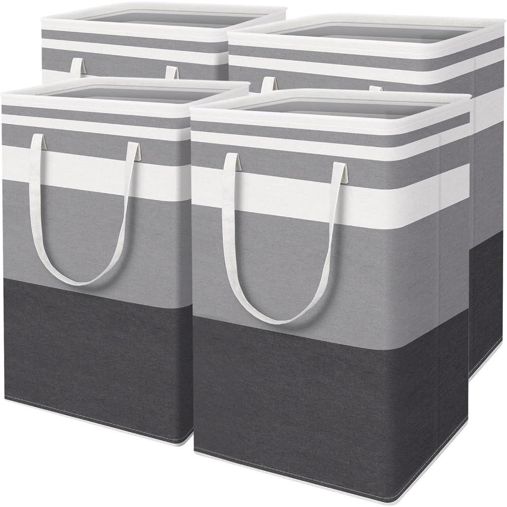 Heavy Duty Collapsible Tall Oxford Fabric Laundry Basket with Extended Handles