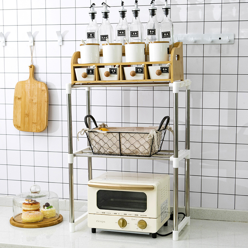 Stainless Steel Adjustable Double Layer Foldable Kitchen Storage Shelf