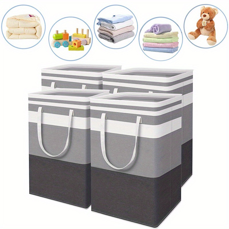 Heavy Duty Collapsible Tall Oxford Fabric Laundry Basket with Extended Handles